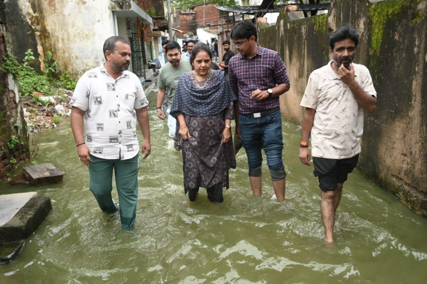 रायपुर बारिश - कुशालपुर जलभराव की समस्या पर महापौर मीनल चौबे पहुंचीं, लोगों से की मुलाकात