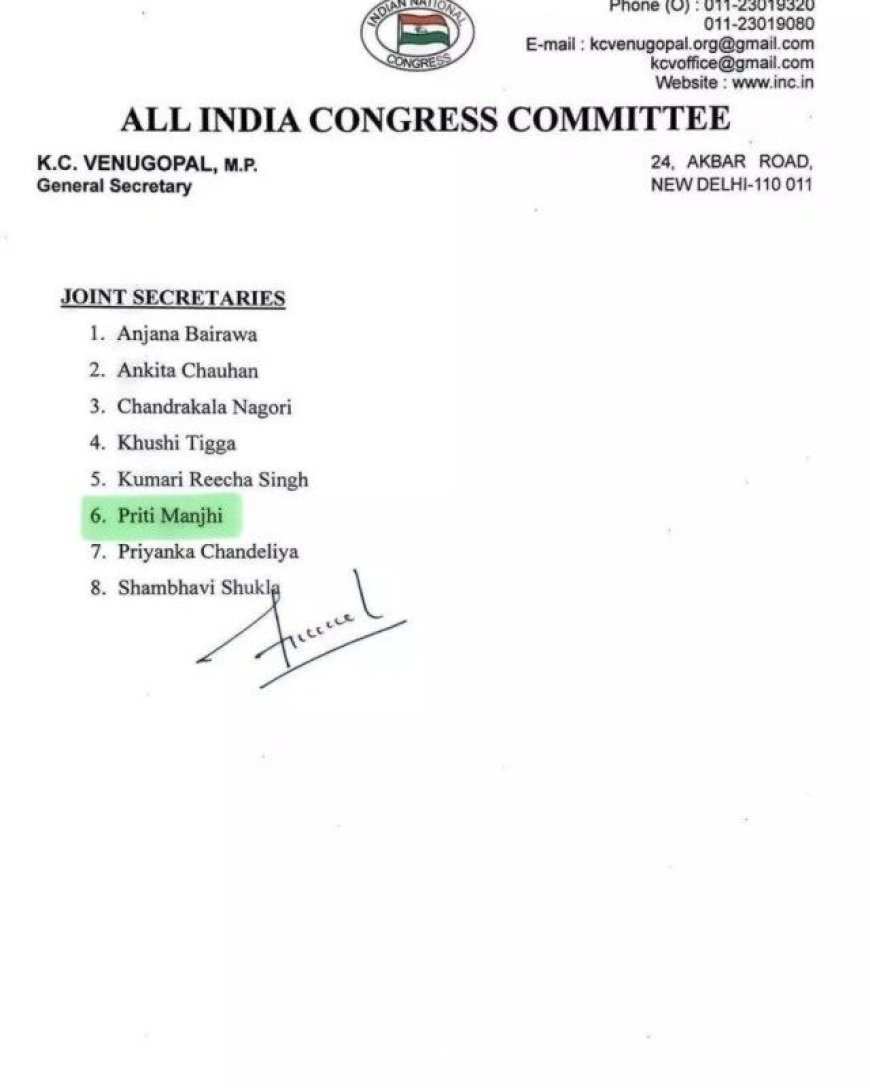 फेरबदल  युवा कांग्रेस की नई राष्ट्रीय कार्यकारिणी घोषित