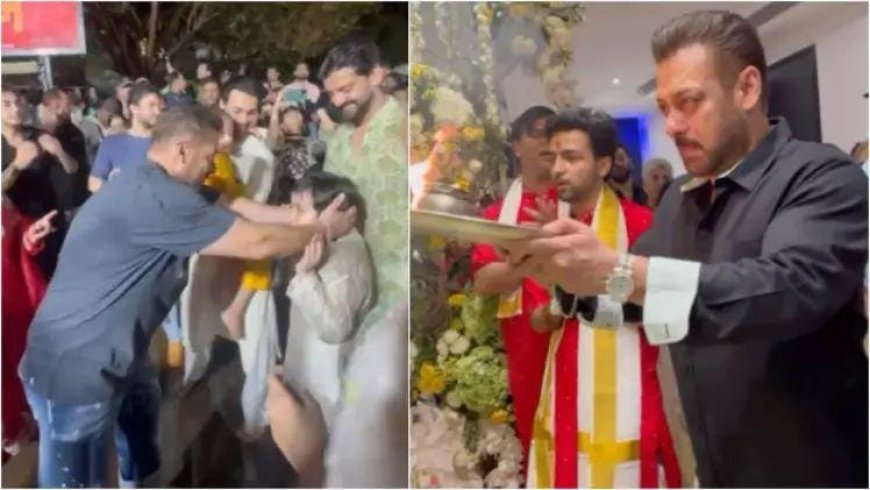 गणपति विसर्जन में ढोल-नगाड़ों पर झूमते दिखे सलमान खान