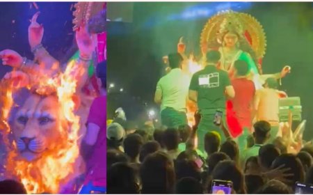 पितृ पक्ष में दुर्गा प्रतिमा लाने पर लगी आग: सोशल मीडिया में वायरल हो रहा है घटना का वीडियो.