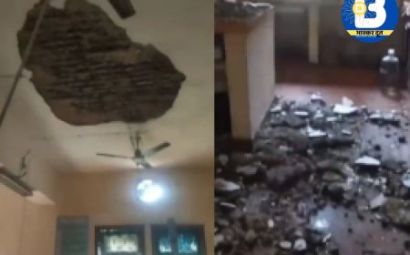 PTRSU के केमिस्ट्री विभाग की जर्जर छत गिरी, बाल-बाल बचे छात्र और स्टाफ.